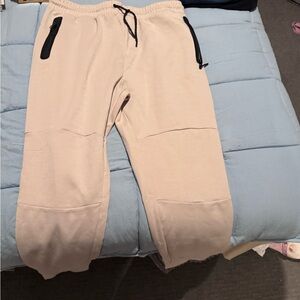 Cream Jogger Pants with Black Accents